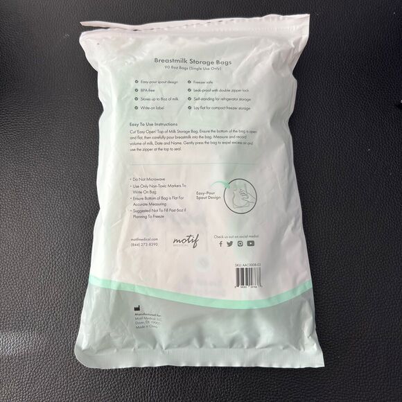 Motif Breastmilk Storage Bags 90 Ct 8 Oz Bags BPA Free - Leak Proof New … - Picture 2 of 5